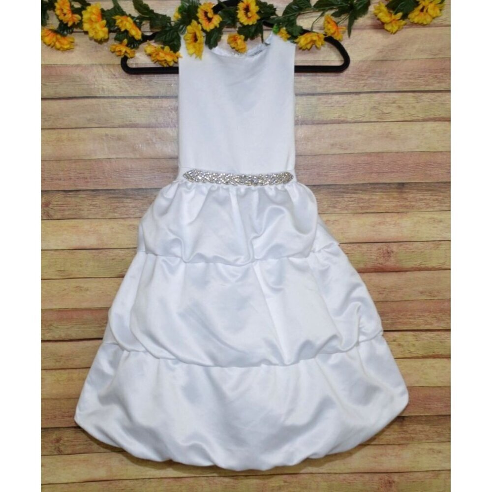Mia Juliana Girls Size 7 Tiered Flower Girl First Communion Formal Dress Crystal